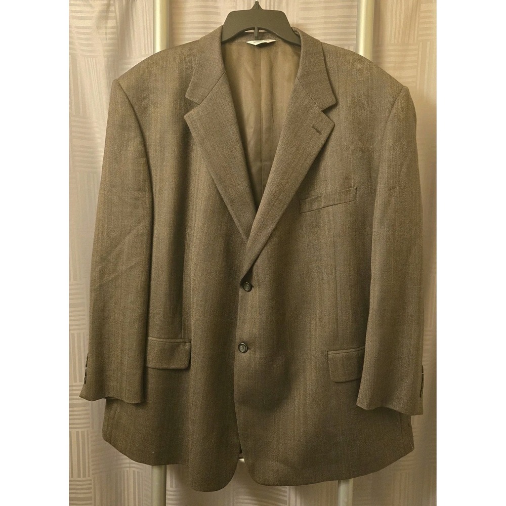 Joseph & Feiss Blazer Mens 54R Brown Herringbone 100% Wool Sport Coat Jacket